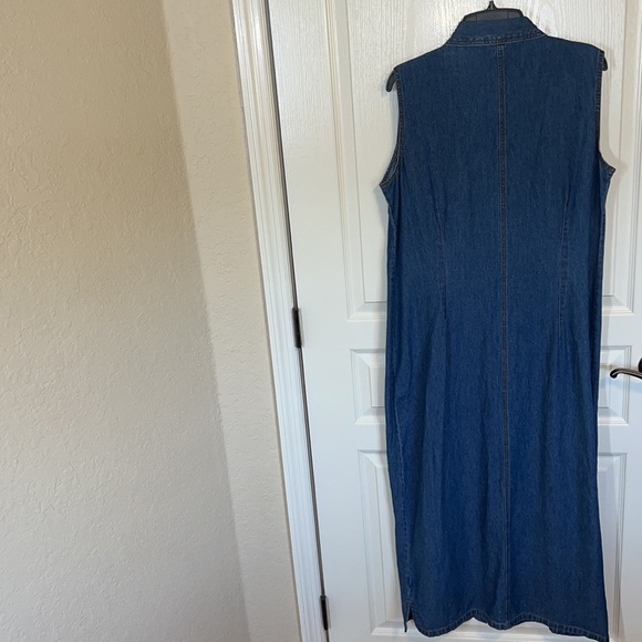 Vintage Sleeveless Denim MIDI Dress Sz L - Picture 10 of 12